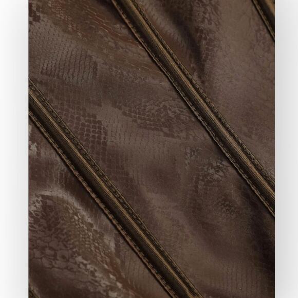 Micas Brown Faux Leather Snakeskin Lace-Up Corset Top – Size L - Picture 4 of 7